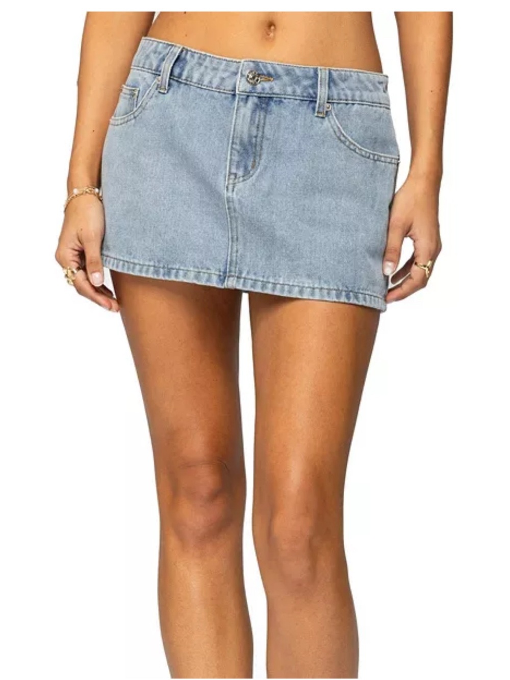 Edikted Light Blue Denim Mini Skirt